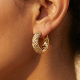 Shiny Zircon Inlay Circle Hoop Earrings
