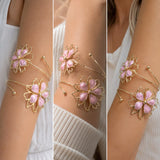 Gold Enamel Flower Arm Cuff
