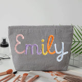 Personalized Seersucker Makeup & Travel Pouch