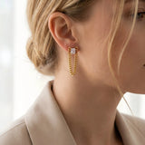 Square Zircon Cuban Link Tassel Earrings