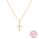 18k Gold Plated Zircon Cross Necklace