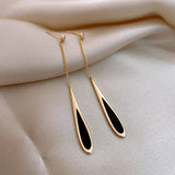 Black Tassel Drop Earrings