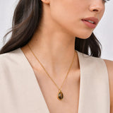 Tiger Eye Teardrop Pendant Necklace