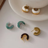 Multicolour Resin C-Shape Stud Earrings
