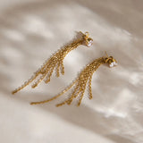Luxury Gold Chain Tassel Drop Earrings