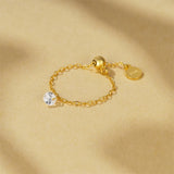 Octagonal Star Zircon Chain Ring