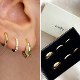 3-Pair CZ Hoop Earring Set