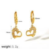 Heart Pendant Drop Earrings with Zircon