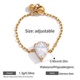 Sparkling CZ Heart Adjustable Chain Ring