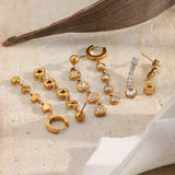 Round Zircon Chain Dangle Earrings