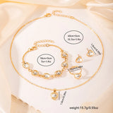 Women's 5-Piece White Crystal Jewelry Set — Necklace, Bracelet, Ring & Earrings