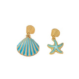 Asymmetrical Shell & Starfish Drop Earrings