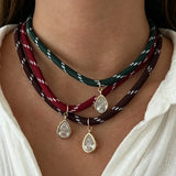Zircon Teardrop Rope Necklace