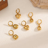 Heart Pendant Drop Earrings with Zircon