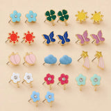 Enamel Flower Stud Earrings