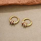 Gold Geometric Hoop Earrings with Zircon
