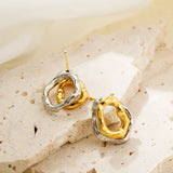 Two-Tone Bilayer Geometric Stud Earrings