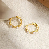Pearl & Zircon Mini Hoop Earrings