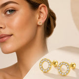 Gold CZ Cartilage Stud Set