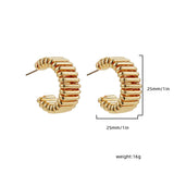 Geometric C-Hoop Stud Earrings
