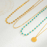 Boho Turquoise Coin Layered Necklace