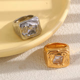 CZ Zircon Square Chunky Ring