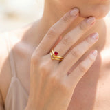 Gold Evil Eye V-Ring