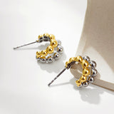 Double Layer Beaded Ball C-Hoop Earrings