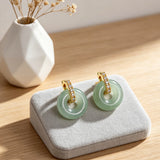 Vintage Green Doughnut Zircon Earrings