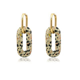 Hollow Green Stone Square Earrings
