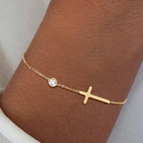 Dainty CZ Cross Bracelet