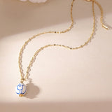 Blue Ceramic Heart Pendant Necklace