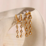 Round Zircon Chain Dangle Earrings