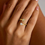 Gold Initial Letter Adjustable Ring