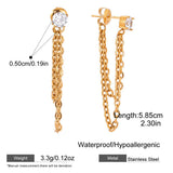 Zircon Double Layer Chain Drop Earrings