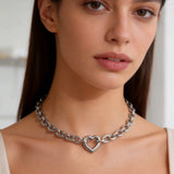Heart Clasp Curb Chain Choker