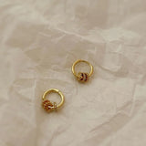 Gold Geometric Hoop Earrings with Zircon