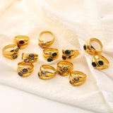 Waterproof Wide Double Layer Zircon Ring