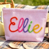 Personalized Seersucker Makeup & Travel Pouch