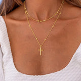 Layered Cross Charm Choker