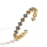 Gold Zirconia Flower Cuff Bracelet