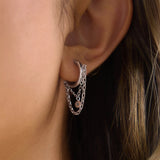 Zircon Chain Tassel Hoop Earrings
