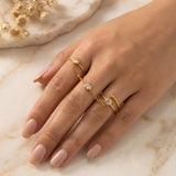 Gold Double Finger Chain Ring