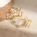 Spiral Zircon Adjustable Open Ring