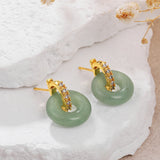 Vintage Green Doughnut Zircon Earrings