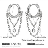 Zircon Chain Tassel Hoop Earrings