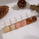 Square Resin Pendant Dangle Earrings