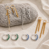 Rhinestone Irregular Long Chain Earrings