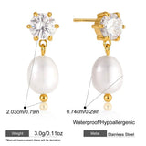 Imitation Pearl & CZ Zircon Stud Earrings