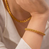 18K Gold-Plated Chain Necklace & Bracelet Set